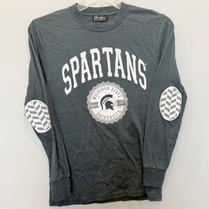Gameday Couture Michigan State Spartans Long Sleeve Elbow Patch Tee Sz S AZ